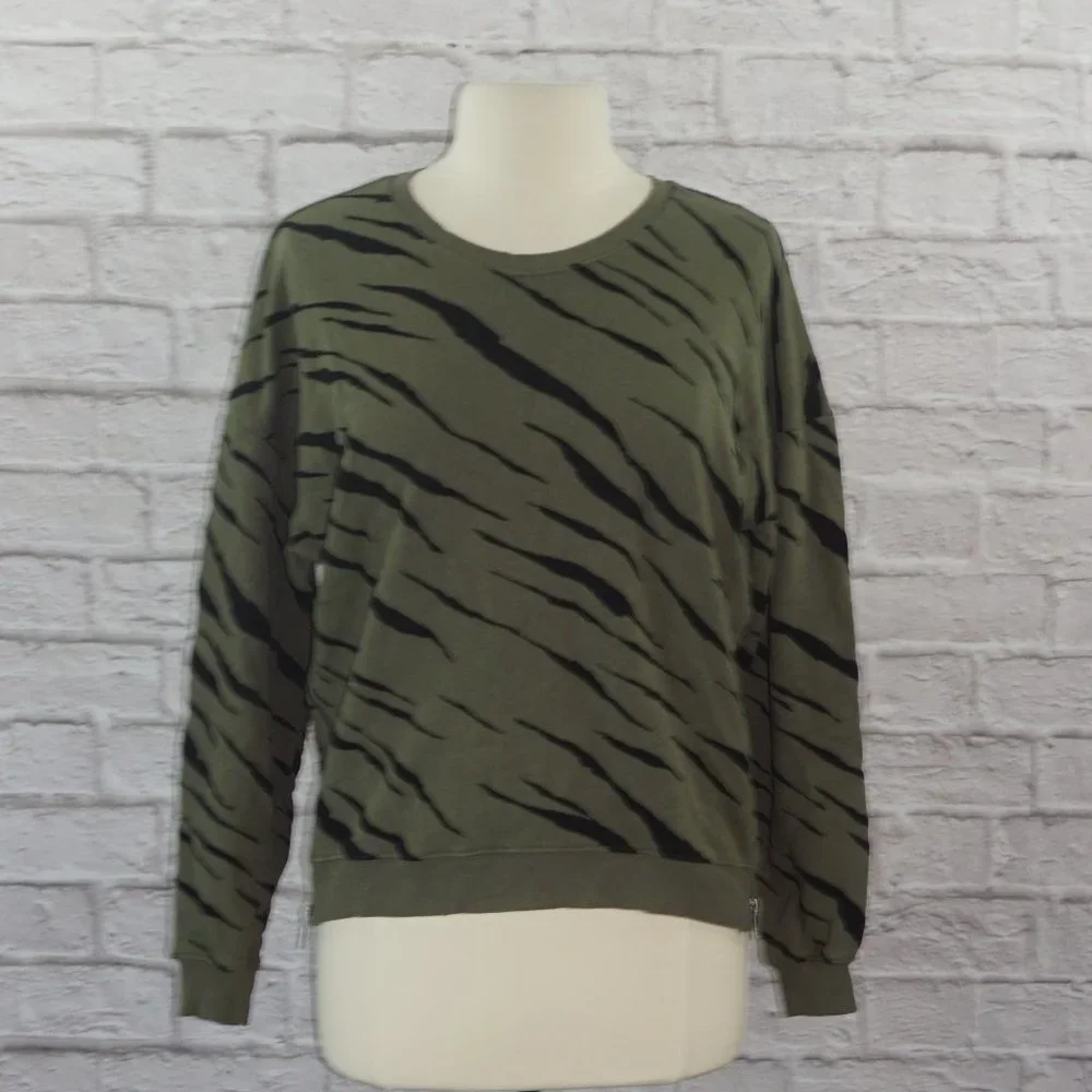 Rails Marlo Olive Flocked Tiger Sweatshirt - Picture 2 of 11